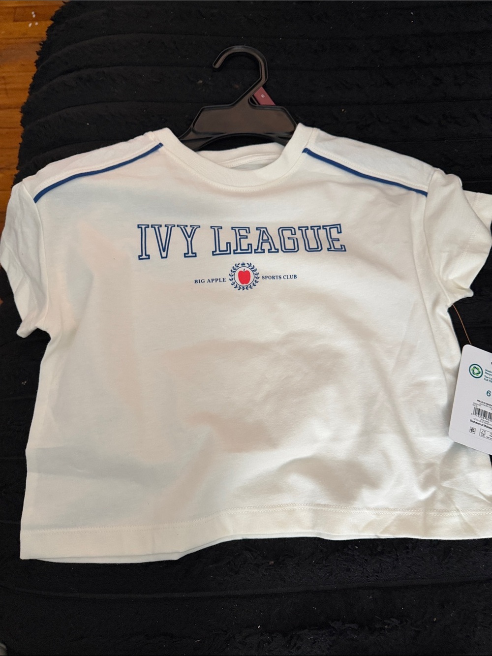 wonder nation White Short Sleeve Tee with Blue 'IVY LEAGUE' & Red Apple